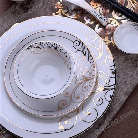 酒店用品餐具 创意碗碟套装 餐厅中式会所配套碗勺