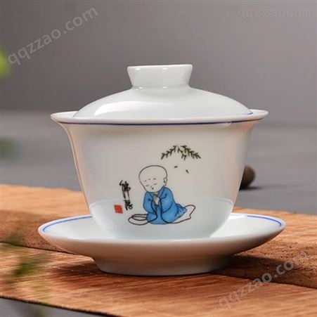 家用珐琅彩茶碗 单个不烫手陶瓷盖碗茶杯 大号功夫三才碗杯敬茶碗