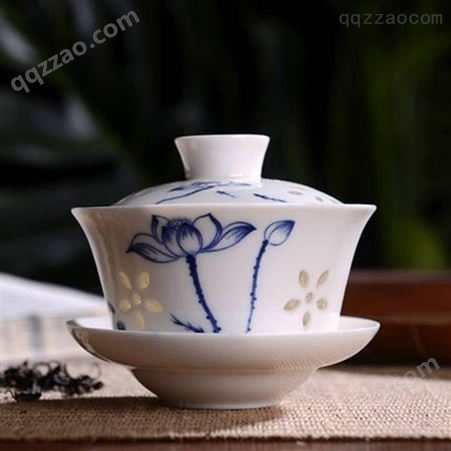 景德镇大号陶瓷泡茶器 三才茶碗茶杯功夫茶具 青瓷功夫茶盖碗茶杯