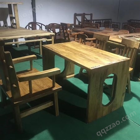 中式复古老榆木实木客用室内简约实用桌子餐桌