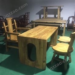 隆迈销售老榆木板茶桌椅组合 定制中式榆木家具 风化板木门板