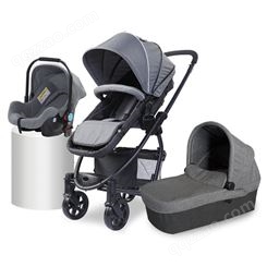 高景观三合一婴儿推车双向推行提篮多功能可折叠可坐可躺宝宝推车