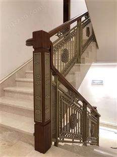 中式四合院楼梯铜护栏 别墅铜艺楼梯扶手 承接高档铜铝工程单