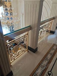 酒店铜楼梯栏杆会所护栏时尚简欧铜艺雕花楼梯定制