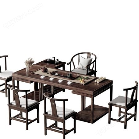 新中式实木茶桌椅组合 禅意办公室 现代简约洽谈茶几桌茶台