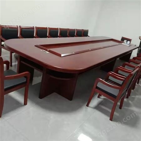新中式烤漆实木会议桌椅组合可定制拆卸油漆办公桌条形长桌洽谈桌