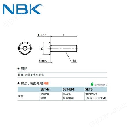 NBK SET-BNI梅花槽超级短头螺栓省空间防破坏非标头薄型镀镍配件