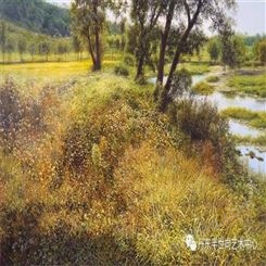 朝鲜画 朝鲜油画价格  柳权哲（一级画家）《春色幽静》140X75