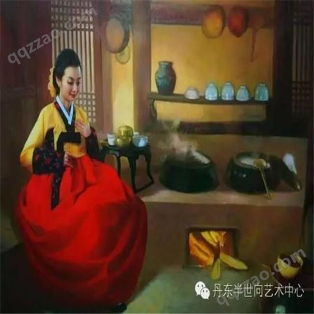 朝鲜画 朝鲜油画价格 金银星（一级画家）《新嫁娘》190x130