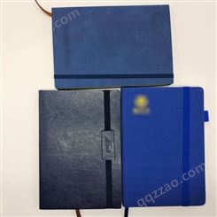 翔升 蓝色绑带皮面平装笔记本定制 功能型创意记事本