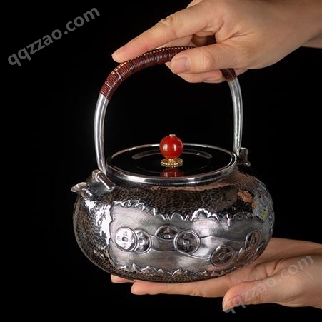 足银999家用茶壶茶具 纯手工一体银壶 功夫茶茶壶茶器批发
