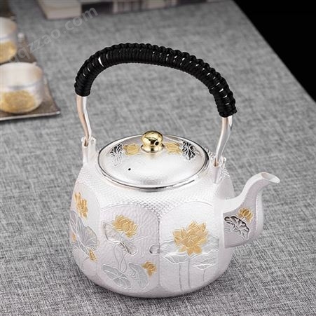 日本银茶壶 999烧水壶煮茶壶提梁壶 功夫茶壶茶具