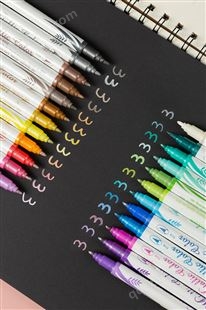 广纳6551-24双彩色金属笔马克笔黑卡油漆高光笔DIY相册相片涂鸦笔